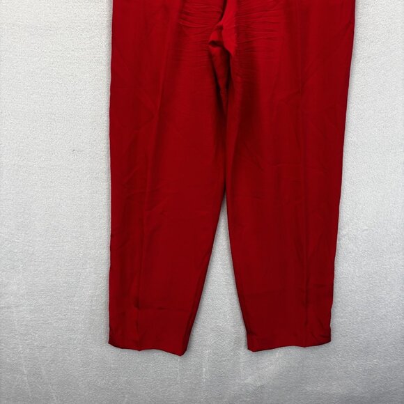 Vintage 90s 100% Silk Pleated Pants Womens 10 Red High Rise Christmas Holiday - Picture 6 of 16